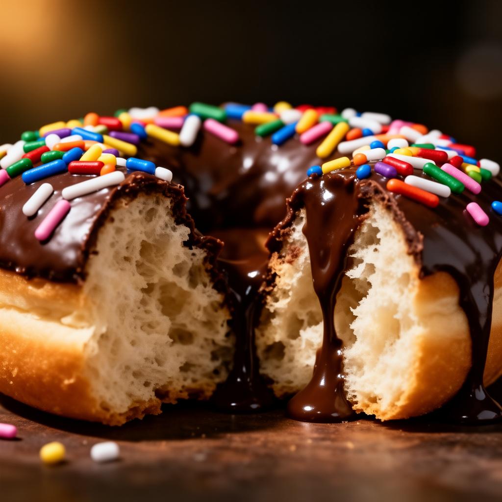 Chocolate sprinkle donut close-up